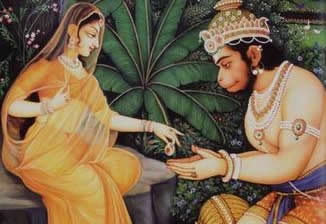 Sri Hanuman with Sri Sita